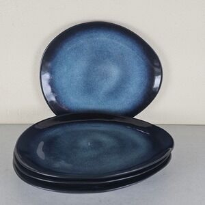 4 Gibson Elite Black Reactive Blue Salad Plates